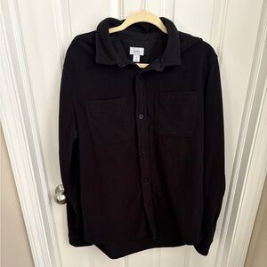 Old Navy Fleece Button Down Shirt Jacket Black Shacket Men’s Large Tall